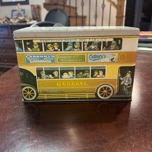 Cadbury's Vintage Double-Decker Bus Tin - Yellow & White